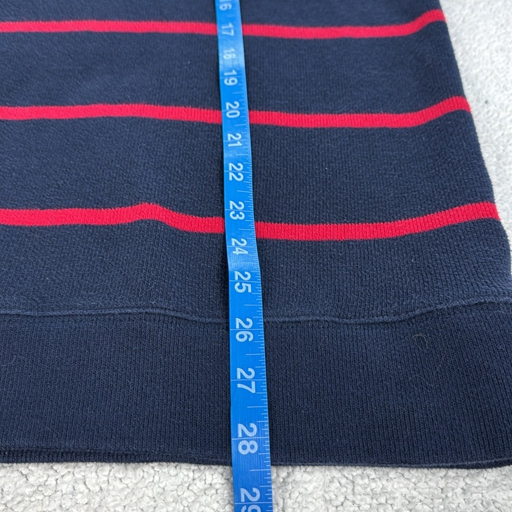 Lands End Striped 100% Cotton 1/4 Zip Sweater L/T 42-44 Navy Red - Picture 6 of 8